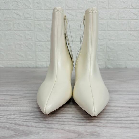 A New Day Lonnie Ankle Boots SZ 8 White Kitten Heel Stretch Side Zip Pointed Toe - Picture 5 of 10